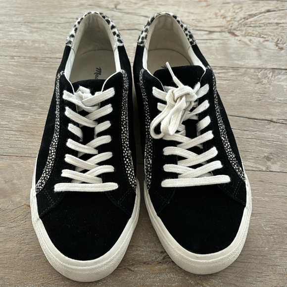 Madewell Sidewalk Leopard Fur Print Black White Vans Tennis Shoes Flats Sz 9M - Picture 2 of 10